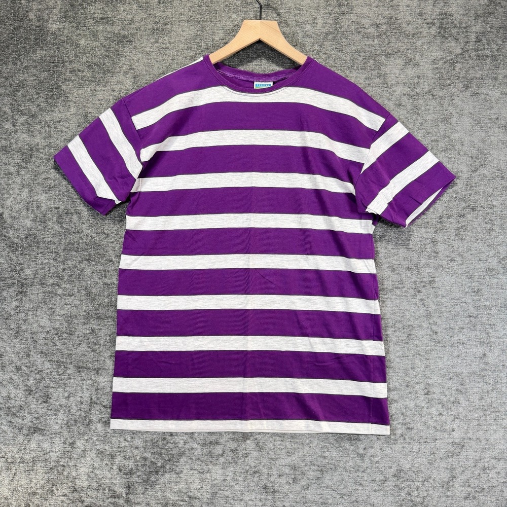 Vintage 90s Cheetah Stripe Single Stitch T Shirt Purple Gray Size M